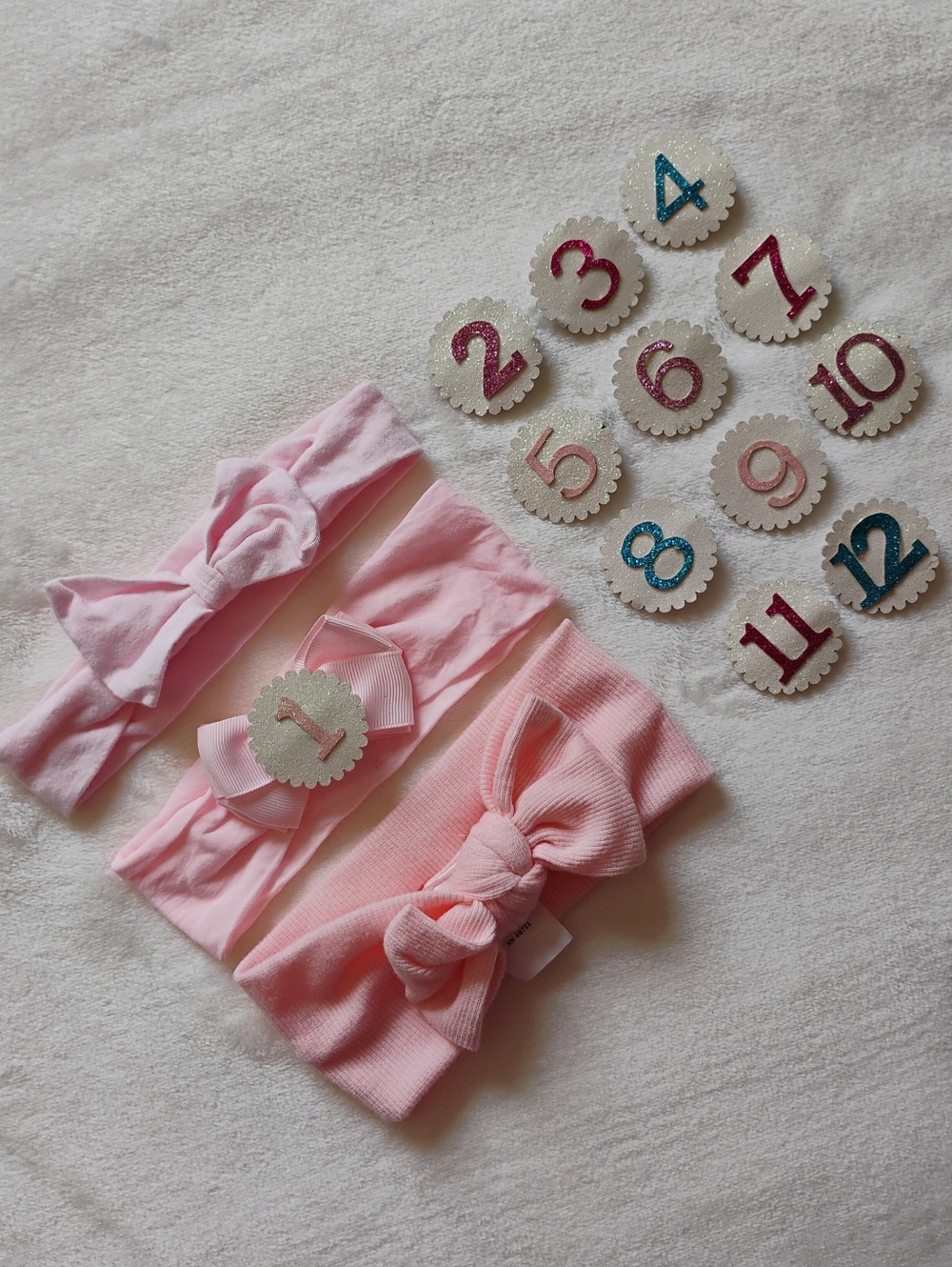 Set Of 3 Newborn-12 Month Headband Set | Milestone Month Headbands